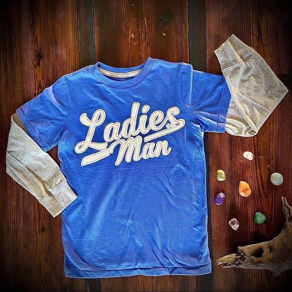 🔴5 for $25 🔴 Layered-Look Ladies Man Knit Graphic Tee